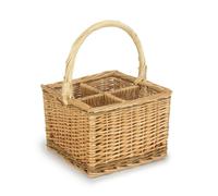 Red Hamper Full Buff Unpeeled Wicker Drinks Basket - 4 Bottle
