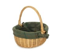 Cotton Lined Wicker Shopping Basket Buff Willow Oval Shopper Red Hamper Green One Size