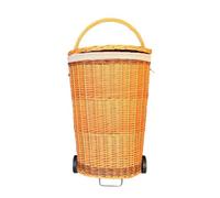 Red Hamper Full Buff Willow Wheeled Shopping Basket