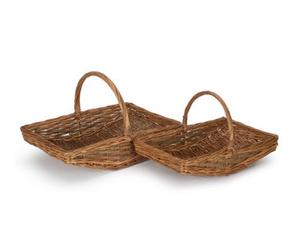Red Hamper G011 Wicker Full Unpeeled Set Of 2 Garden Trugs