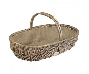 Red Hamper G034/2 Wicker Medium Shallow Antique Wash Lined Garden Trugs