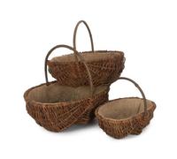 Red Hamper G048 Wicker Set Of 3 Oval Unpeeled Willow Garden Trug