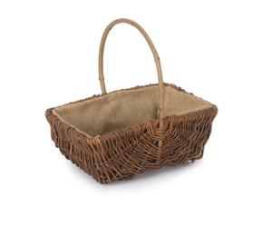 Red Hamper G049/1 Wicker Small Rectangular Unpeeled Willow Garden Trug With Hessian Lining
