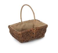 Red Hamper G049/2 Wicker Medium Rectangular Unpeeled Willow Garden Trug With Hessian Lining