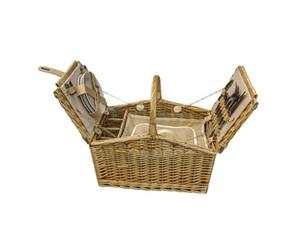 Red Hamper Gg010/home Wicker Butterfly Lidded 4 Person Fitted Farmhouse Picnic Basket