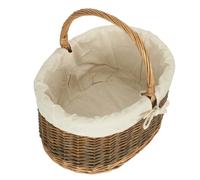 Red Hamper Green Tweed Lined Country Oval Wicker Shopping Basket - Large