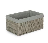 Red Hamper Grey Paper Rope Storage Basket with Grey Cotton Lining - Large