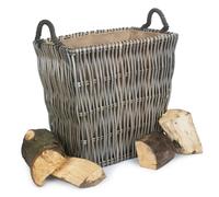 Red Hamper Grey Rectangular Wicker Log Basket - Brown - Small