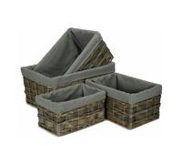 Red Hamper Grey Scandi Storage Basket With Grey Lining - Set of 4
