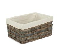 Wicker Grey Scandi Storage Basket With White Lining Red Hamper White L