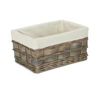 Wicker Grey Scandi Storage Basket With White Lining Red Hamper White M