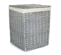 Red Hamper Grey Wash Square Laundry Basket with White Lining | Size: Large Red Hamper White Large
