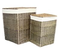Red Hamper H022 Wicker Square Laundry Storage Basket Set Of 2