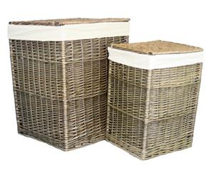 Red Hamper H022 Wicker Square Laundry Storage Basket Set Of 2