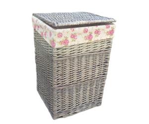 Red Hamper H022R/1 Wicker Small Square Laundry Basket With Garden Rose Lining