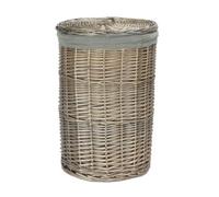 Red Hamper H035Gry/1 Small Antique Wash Round Linen Basket With Grey Sage Lining