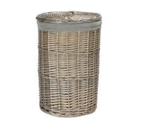 Red Hamper H035GRY/1 Small Antique Wash Round Linen Basket with Grey Sage Lining