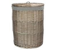 Red Hamper H035GRY/2 Large Antique Wash Round Linen Basket with Grey Sage Lining