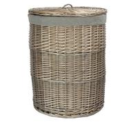 Red Hamper H035Gry/2 Large Antique Wash Round Linen Basket With Grey Sage Lining
