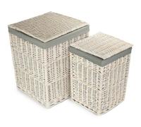 Red Hamper H078Gry Set Of 2 Square White Wash Laundry Hamper With Grey Sage Lining