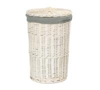 Red Hamper H080Gry/1 Small Round White Wash Laundry Hamper With Grey Sage Lining