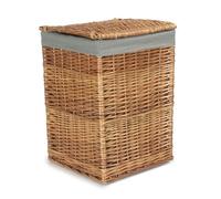 Red Hamper H095GRY/1 Light Steamed Small Square Laundry Basket with Grey Sage Lining