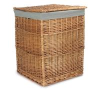 Red Hamper H095GRY/2 Light Steamed Large Square Laundry Basket with Grey Sage Lining
