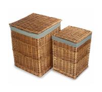 Red Hamper H095Gry Light Steamed Set Of 2 Square Laundry Basket With Grey Sage Lining