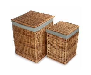Red Hamper H095Gry Light Steamed Set Of 2 Square Laundry Basket With Grey Sage Lining