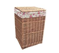 Red Hamper H095R-1 Garden Rose Lining Light Steamed Small Square Laundry Wicker Basket