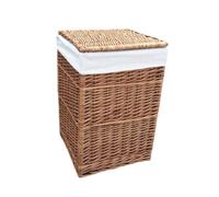 Red Hamper H095W-1 White Lining Light Steamed Small Square Laundry Wicker Basket