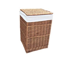 Red Hamper H095W-1 White Lining Light Steamed Small Square Laundry Wicker Basket