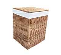 Red Hamper H095W-2 White Lining Light Steamed Large Square Laundry Wicker Basket