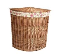Red Hamper H096R/1 Wicker Small Light Steamed Corner Laundry Baskets With Garden Rose Lining