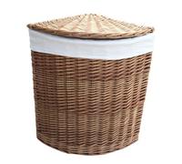 Red Hamper H096W/1 Wicker Small Light Steamed Corner Laundry Baskets With White Lining