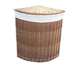 Red Hamper H096W/2 Wicker Large Light Steamed Corner Laundry Baskets With White Lining