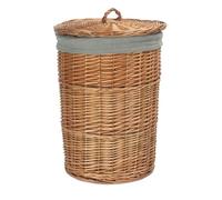 Red Hamper H097GRY/1 Small Light Steamed Round Linen Basket with Grey Sage Lining