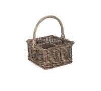 Red Hamper H120 Wicker Antique Wash Square 4 Section Cutlery Basket