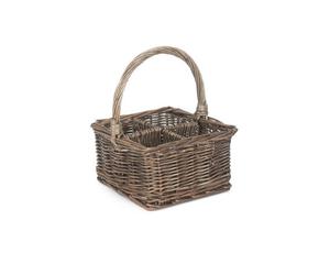 Red Hamper H120 Wicker Antique Wash Square 4 Section Cutlery Basket