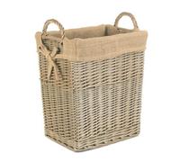 Red Hamper H127 Wicker Small Rectangular Hessian Lined Log Basket