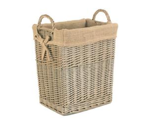 Red Hamper H127 Wicker Small Rectangular Hessian Lined Log Basket