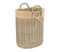 Red Hamper H128 Wicker Small Oval Hessian Lined Log Basket