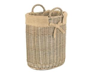 Red Hamper H128 Wicker Small Oval Hessian Lined Log Basket