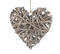 Red Hamper Medium Full Antique Wash Wicker Heart, H20 x W5 x D20cm