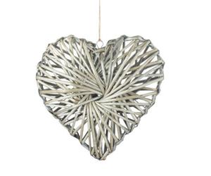 Red Hamper H182 Wicker Small Heart Wreath Grey Wash Finish