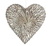 Red Hamper H184 Wicker Large Heart Wreath Grey Wash Finish
