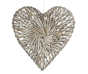 Red Hamper H184 Wicker Large Heart Wreath Grey Wash Finish
