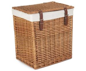 Red Hamper H190W/1 Wicker Small Boutique Double Steamed Wash Storage Laundry Basket With Lining