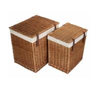 Red Hamper H190W Set Of 2 Boutique Double Steamed Storage Laundry Wicker Basket
