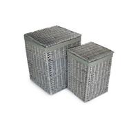 Red Hamper H198Gry Grey Wash Square Laundry Basket With Grey Sage Lining
